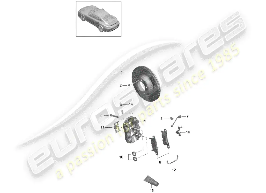 porsche 2019 (991-2 turbo) disc brakes parts diagram
