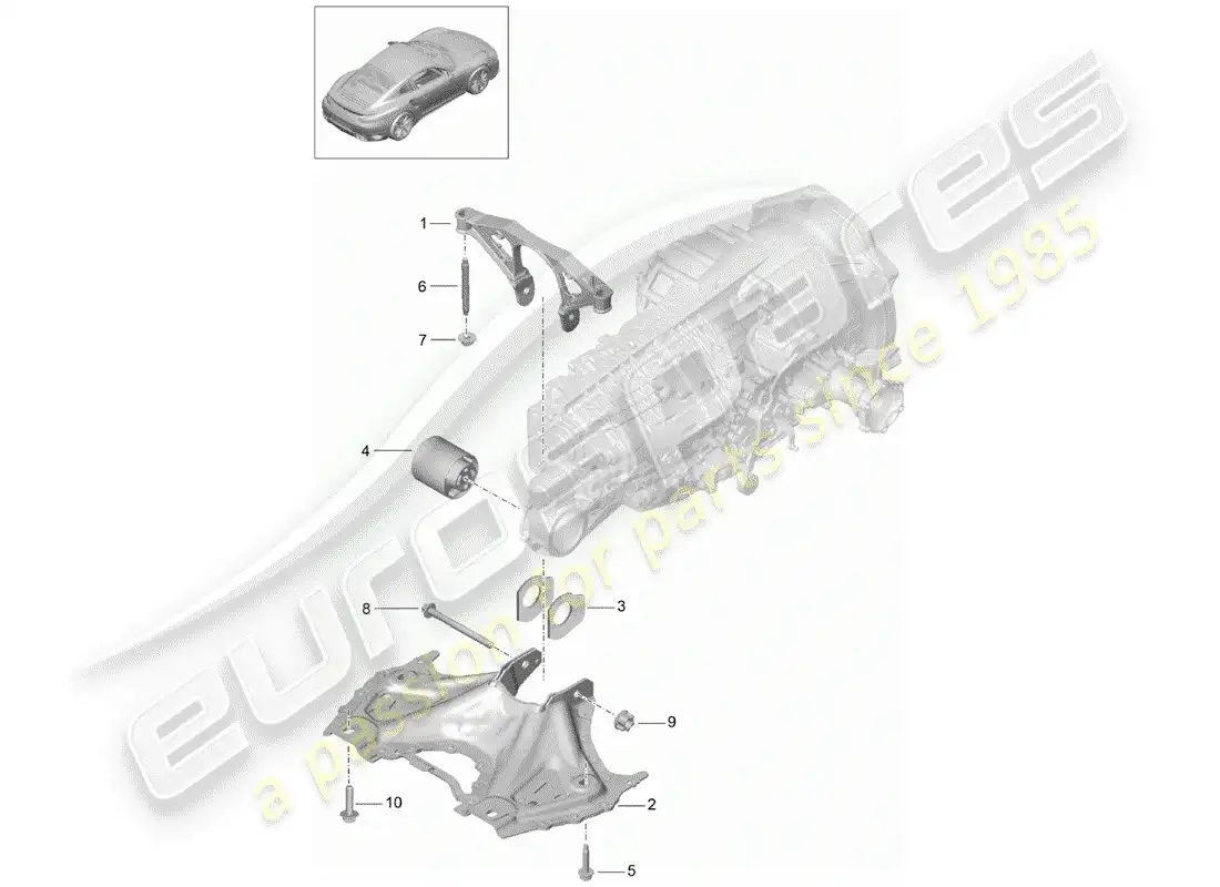 porsche 2019 (991-2 turbo) sub frame parts diagram