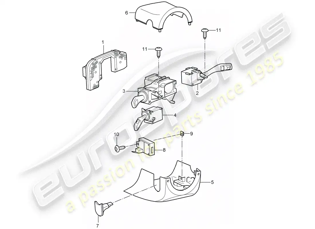 porsche 2007 (cayenne e1 9pa) steering column switch parts diagram