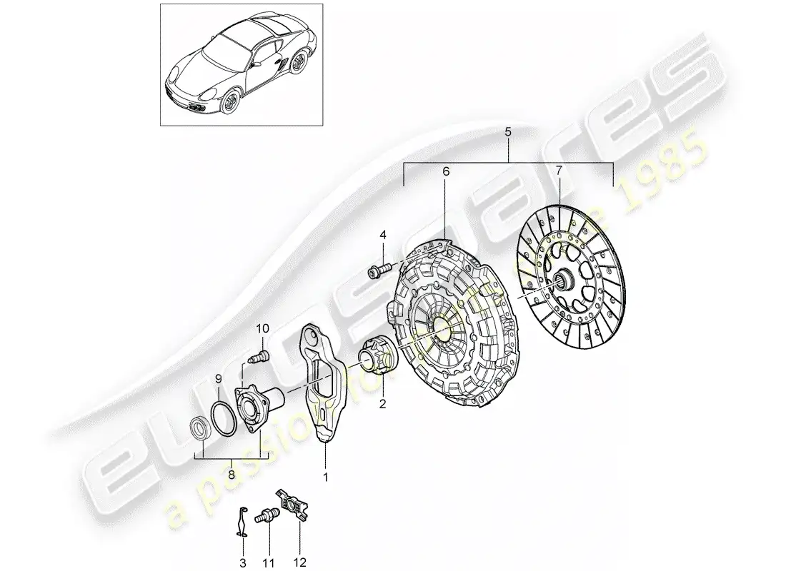 porsche 2008 (987 cayman) clutch parts diagram
