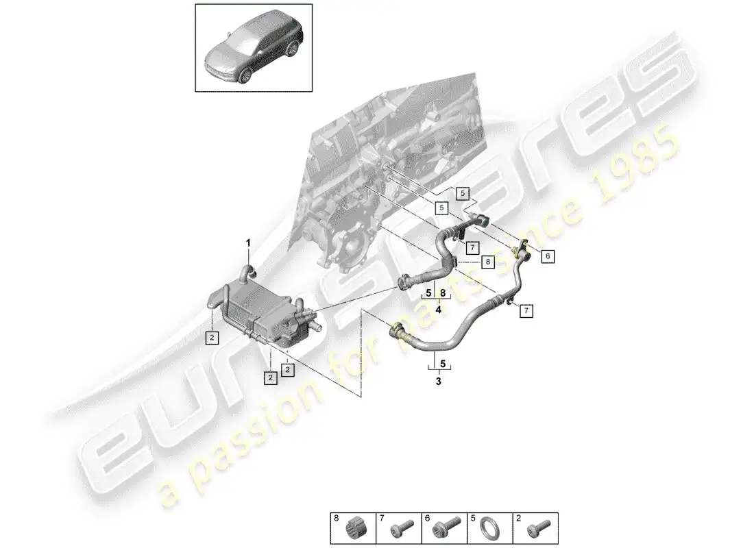 porsche 2020 (cayenne e3 9ya/9yb) 8-speed automatic gearbox parts diagram
