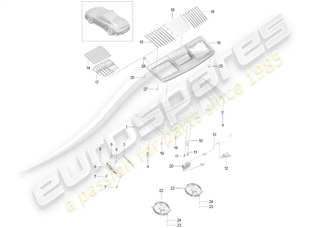 porsche 2016 (991-1 turbo) cover parts diagram
