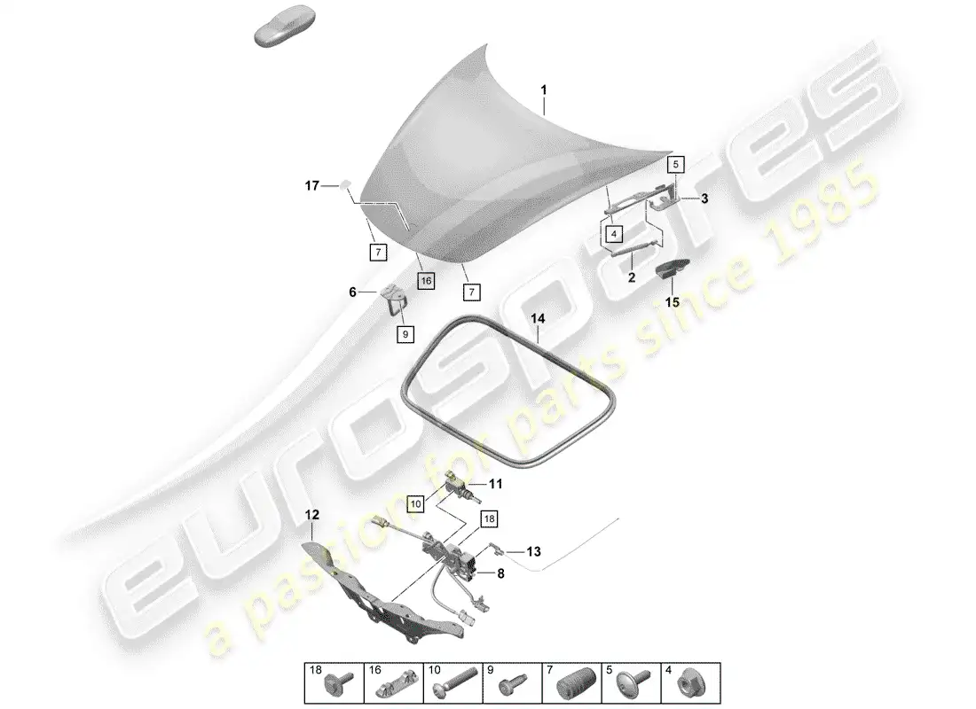 porsche 2020 (718 boxster spyder) cover parts diagram