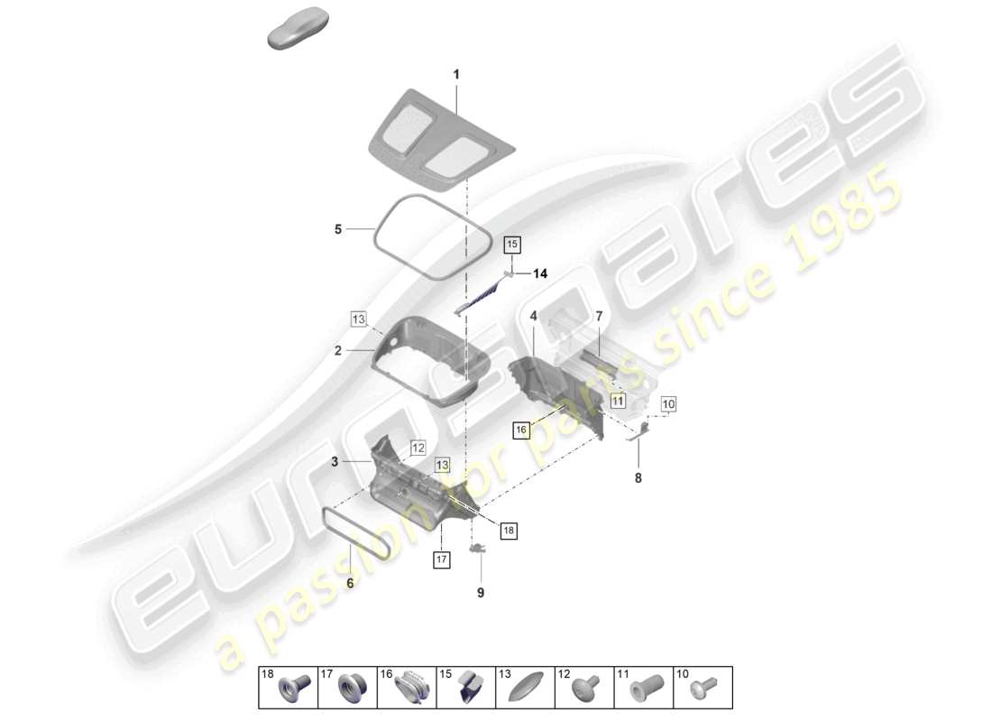 porsche 2021 (992-1 gt3/rs/st) luggage compartment trim air guide part diagram