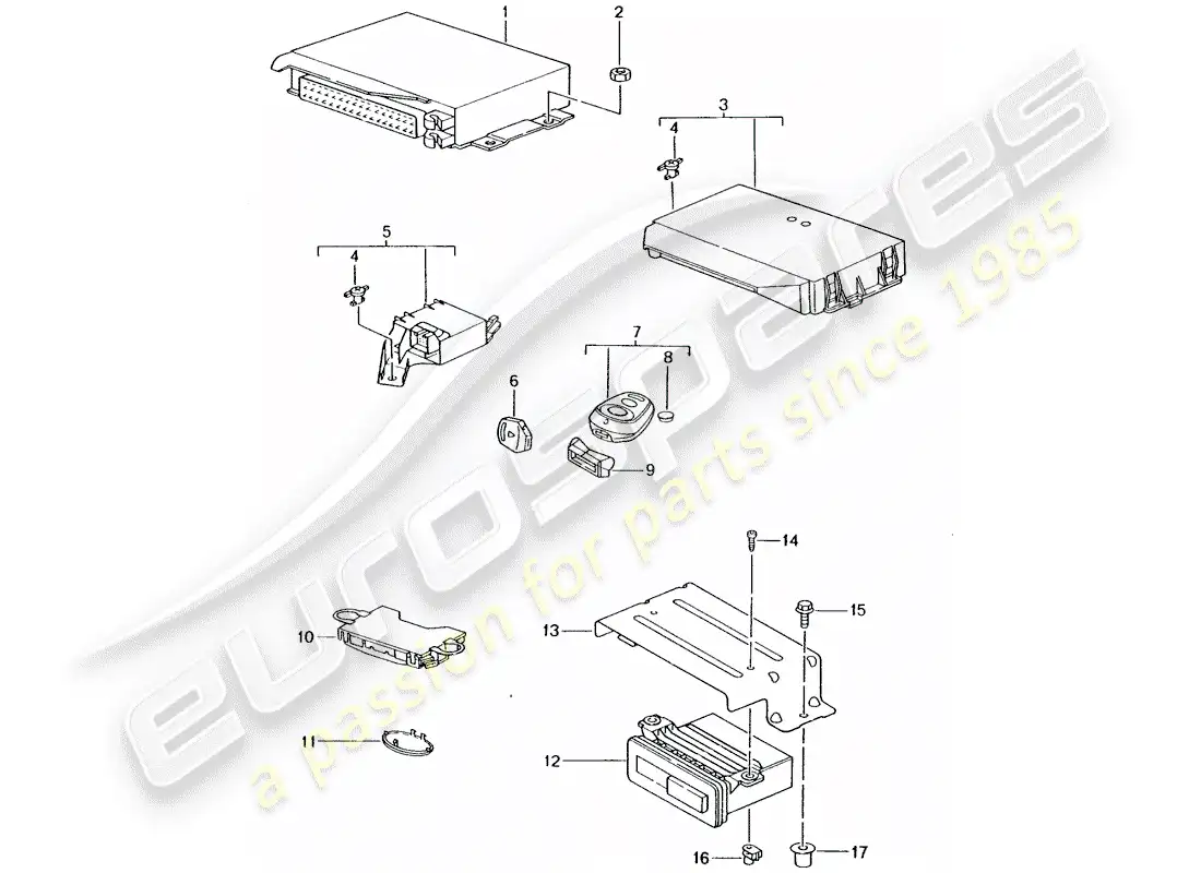 porsche 2001 (986 boxster) control units parts diagram