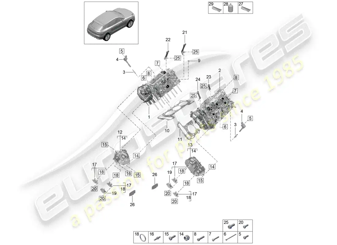 porsche 2020 (macan) cylinder head part diagram