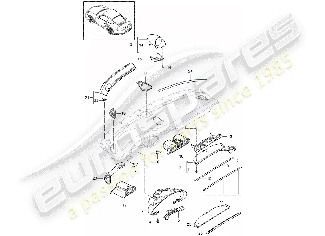 porsche 2013 (997-2 turbo / gt2 rs) accessories parts diagram