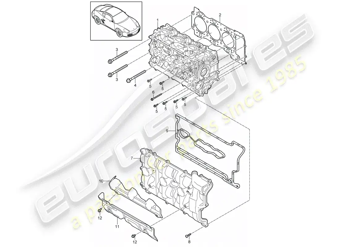 porsche 2011 (987 cayman) cylinder head parts diagram