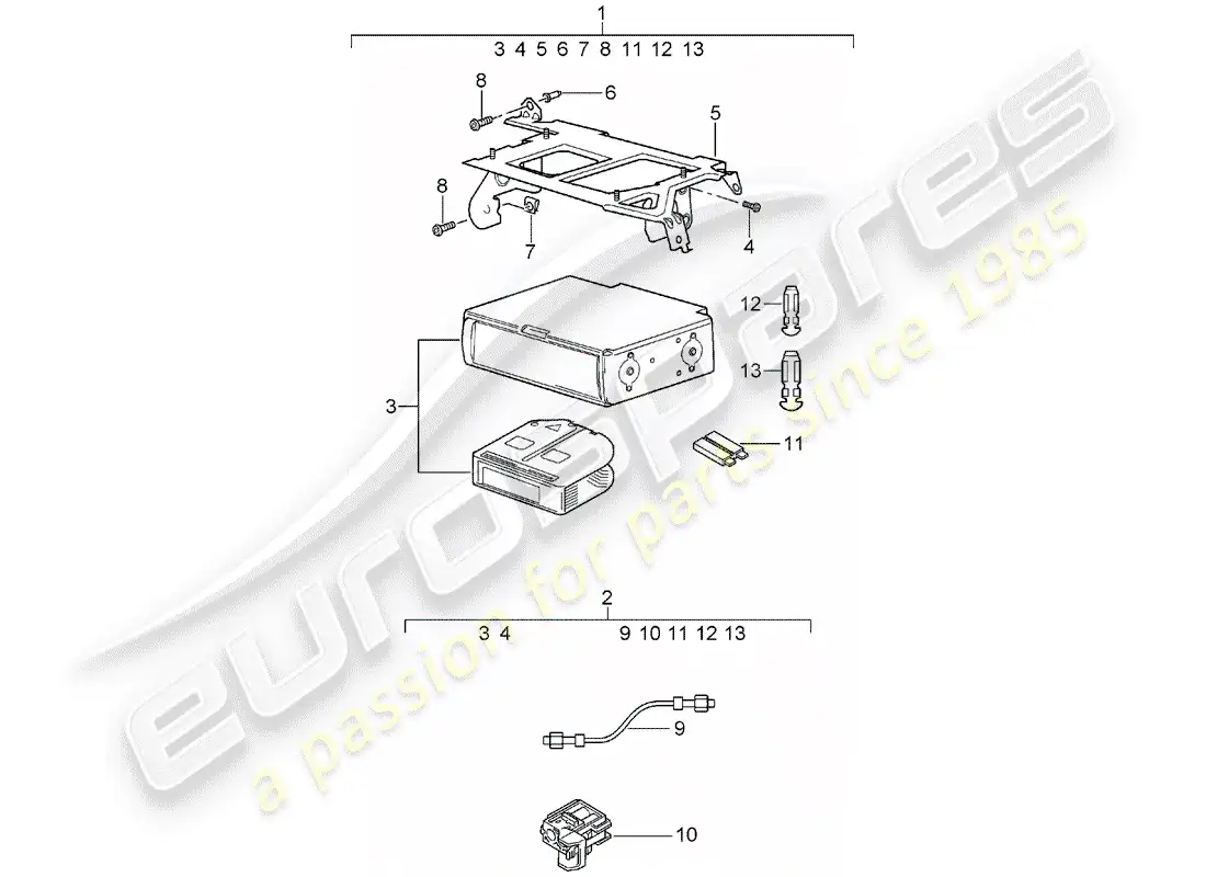 porsche 2016 (tequipment cayenne) cd-changer parts diagram