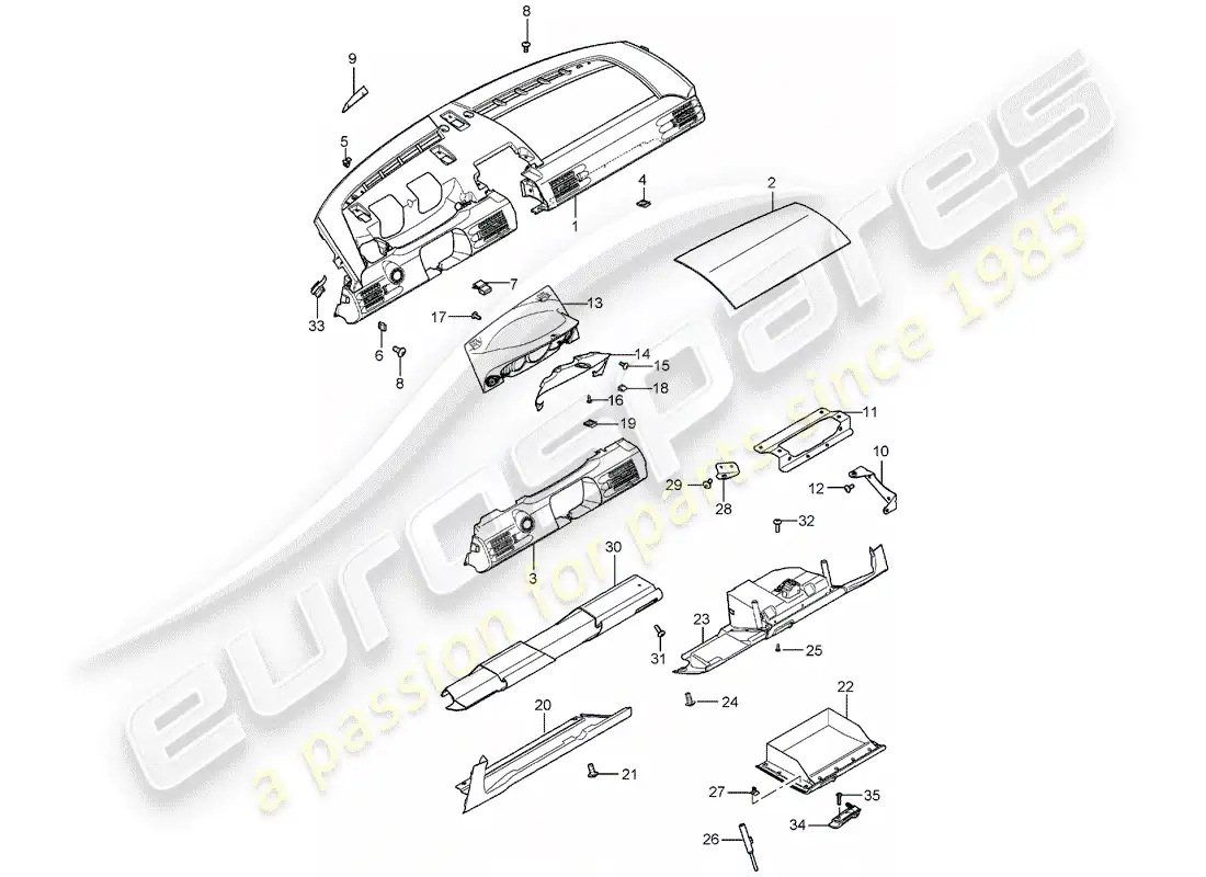 porsche 2004 (carrera gt) dashboard parts diagram