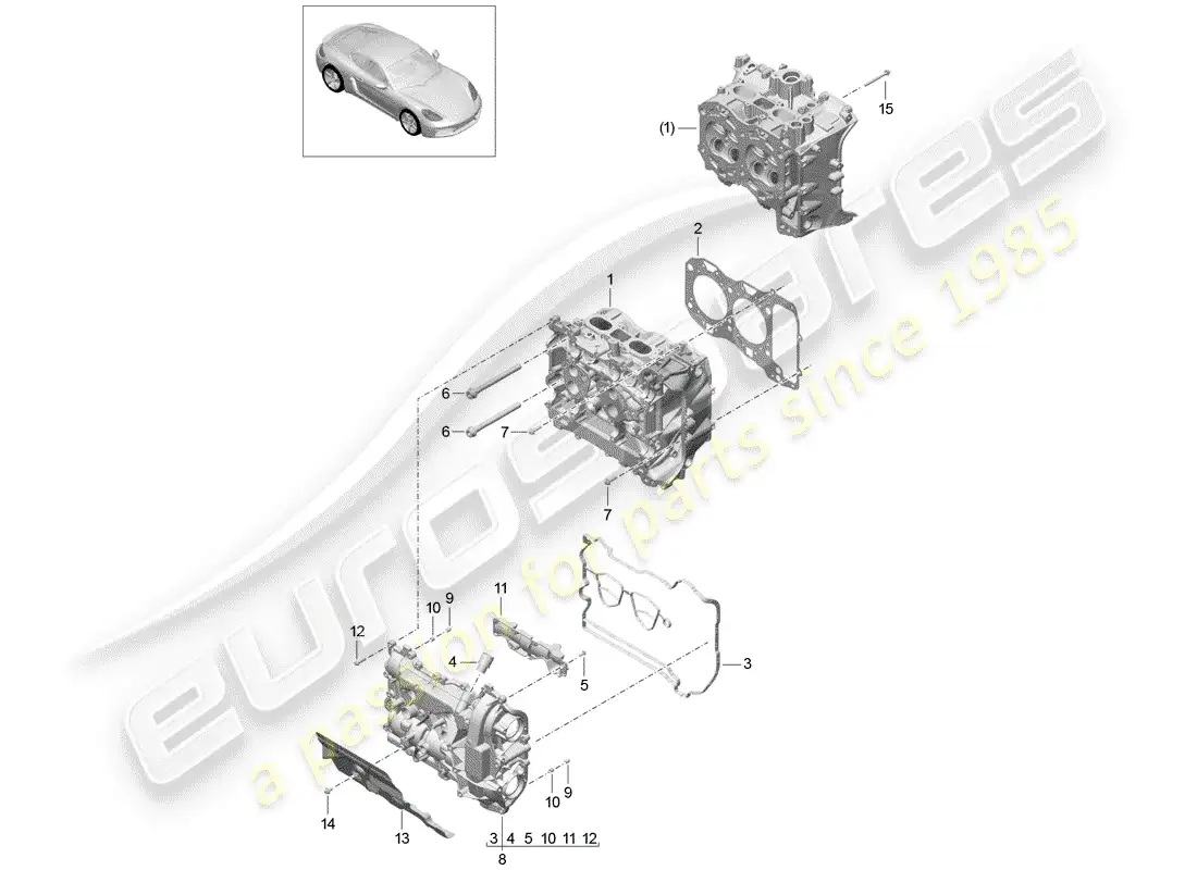 porsche 2019 (718 cayman) cylinder head parts diagram