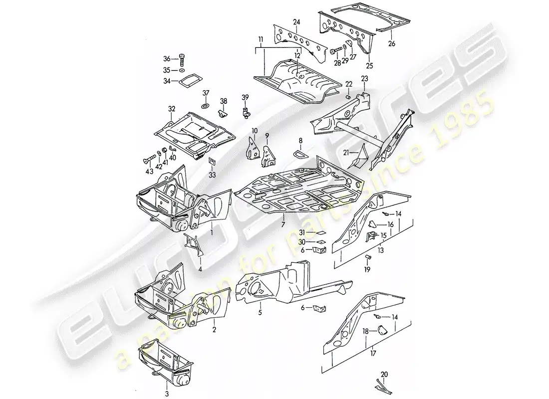 porsche 1964 (356b/356c) frame parts diagram