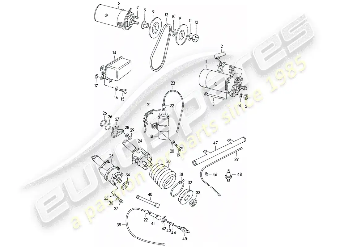 porsche 1954 (356/356a) electrical equipment - engine - m 90 501 >> 91 000 parts diagram