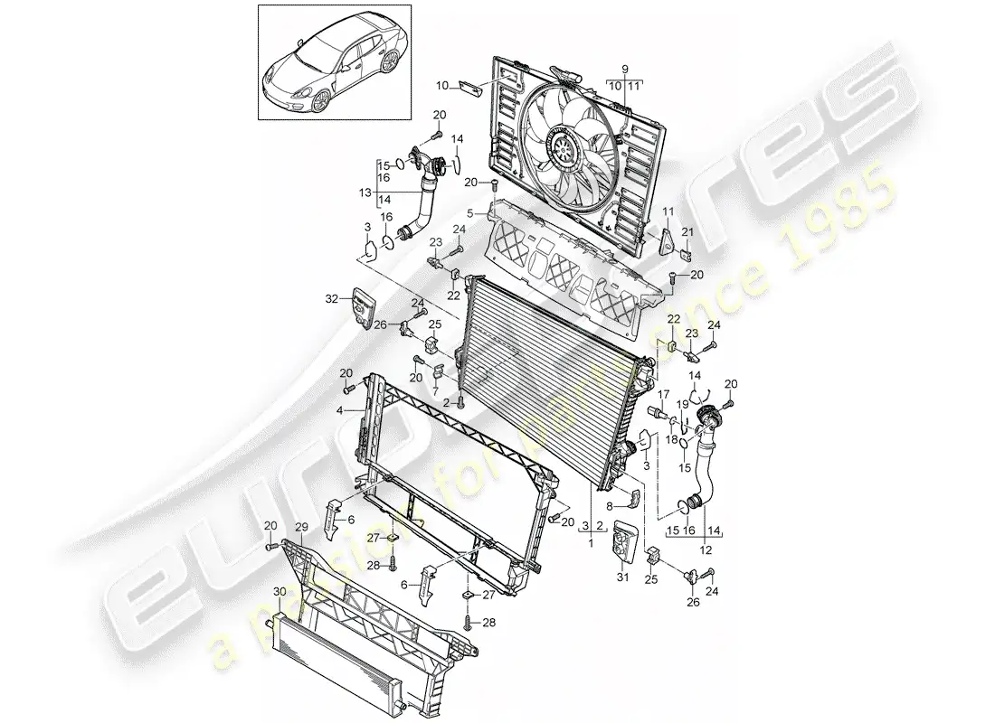 porsche 2011 (panamera 970) water cooling parts diagram