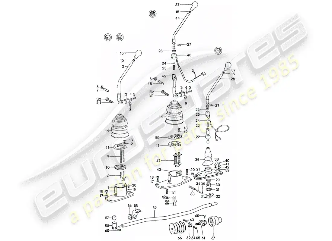 porsche 1974 (911) transmission control parts diagram