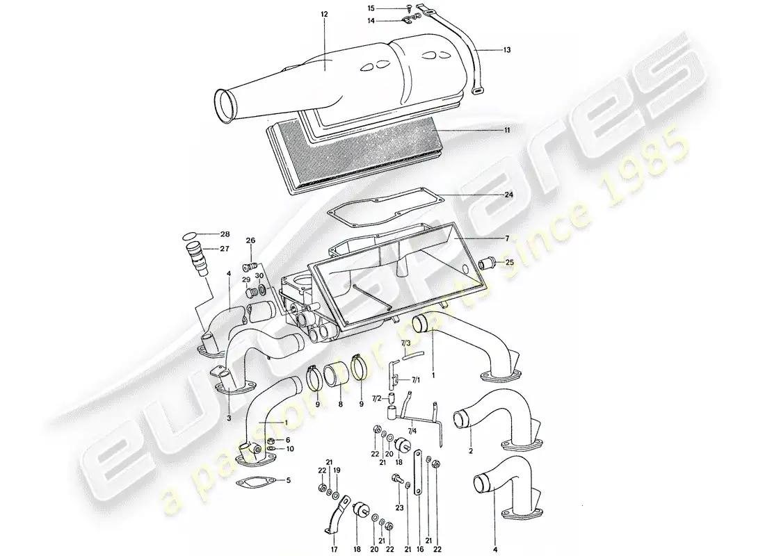 porsche 1975 (911) air cleaner - k-jetronic parts diagram