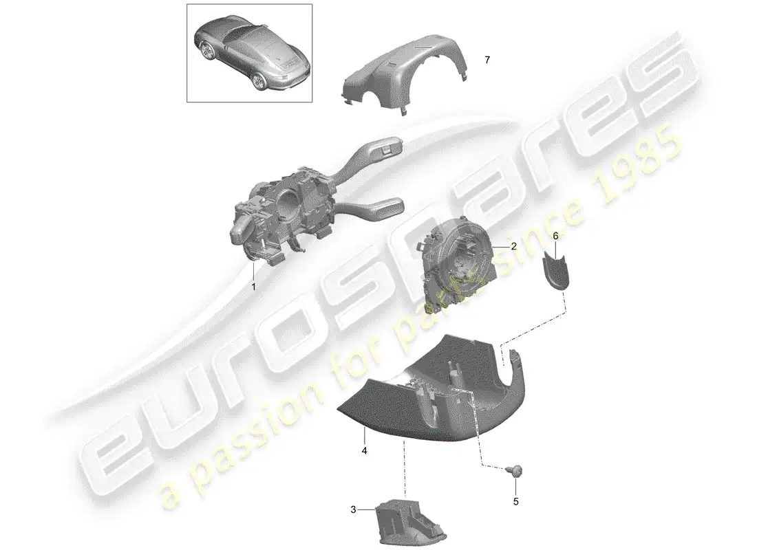 porsche 2014 (991-1) steering column switch parts diagram