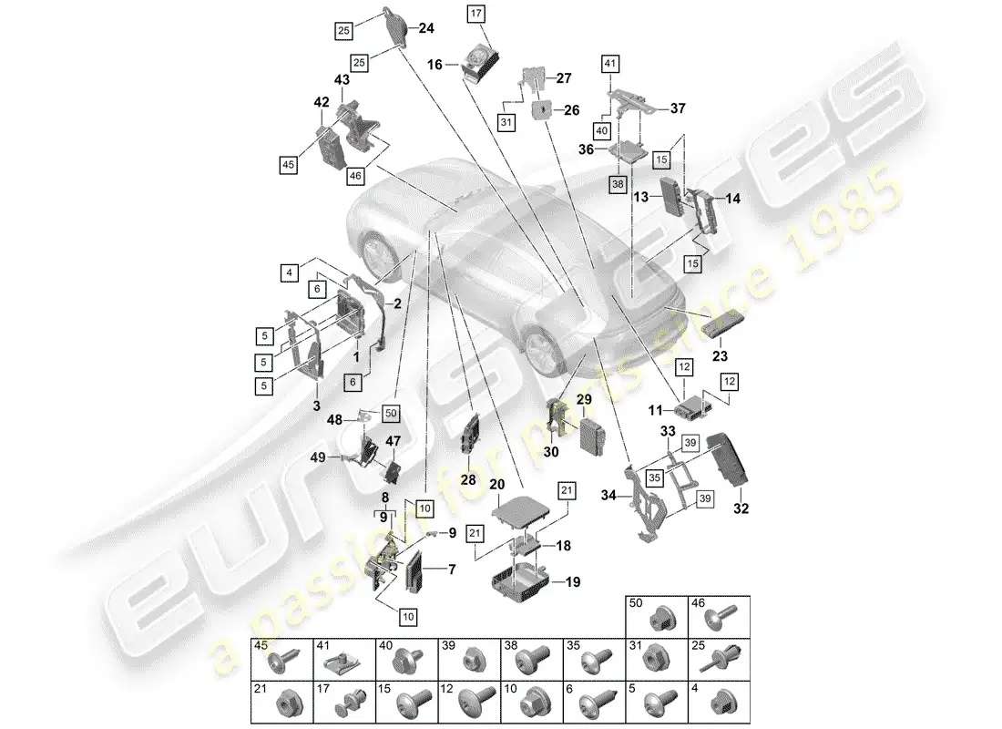 porsche 2017 (panamera 971-1) control units parts diagram