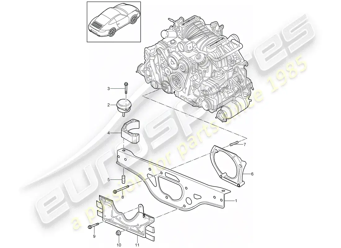 porsche 2012 (997-2) engine suspension parts diagram