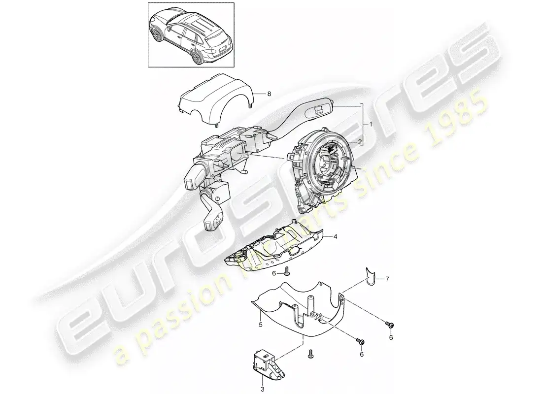 porsche 2011 (cayenne e2 92a) steering column switch parts diagram