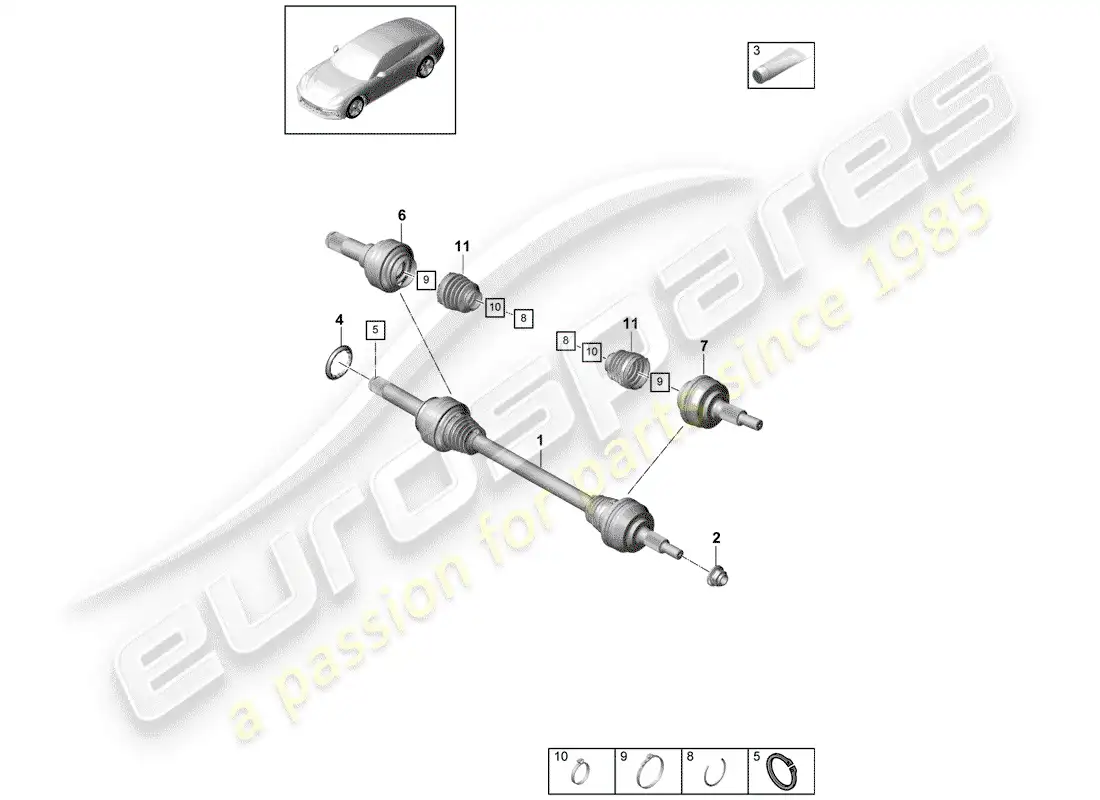 porsche 2020 (panamera 971-1) drive shaft parts diagram