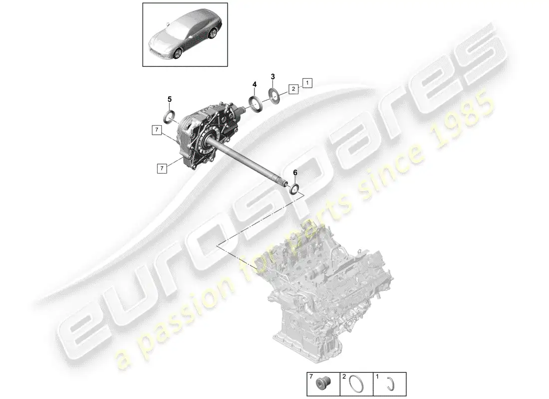 porsche 2020 (panamera 971-1) front axle differential parts diagram