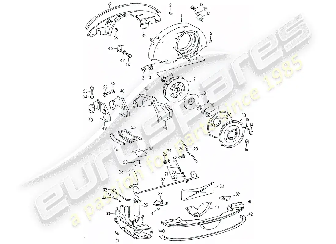porsche 1953 (356/356a) air cooling parts diagram