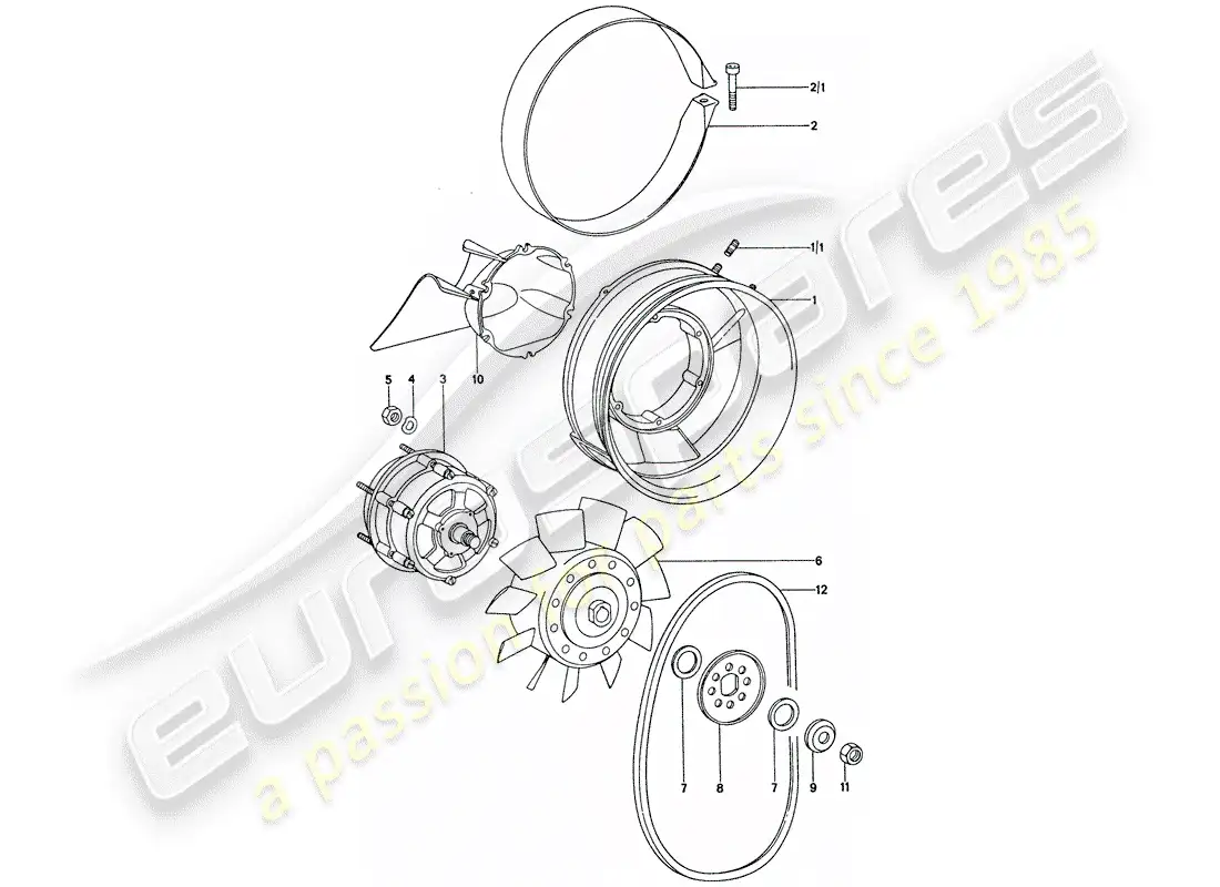 porsche 1974 (911) air cooling parts diagram