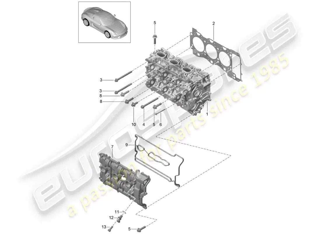 porsche 2016 (981 boxster spyder) cylinder head parts diagram