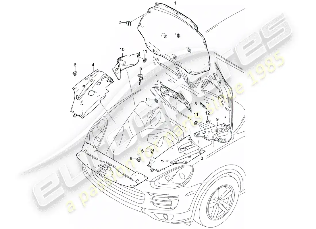 porsche 2014 (cayenne e2 92a) sound absorber part diagram