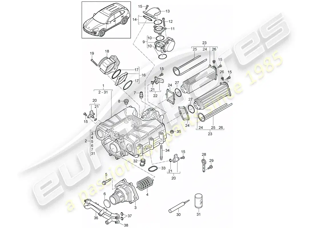 porsche 2014 (cayenne e2 92a) compressor part diagram