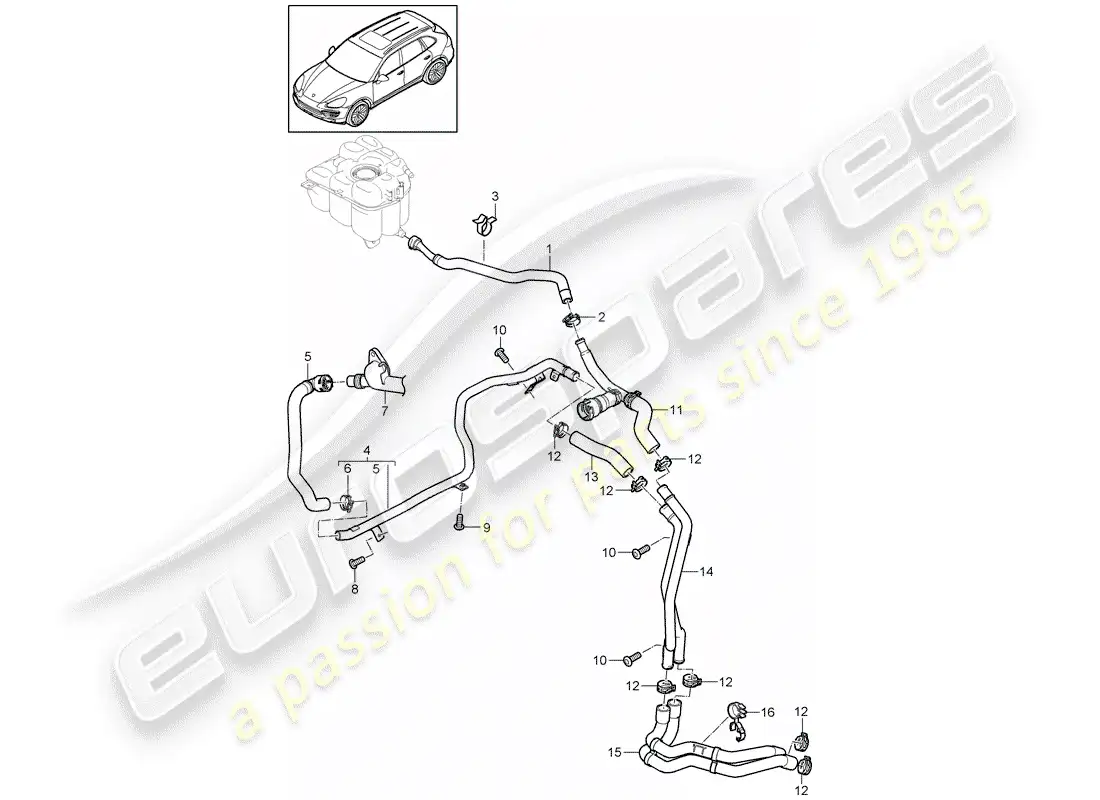 porsche 2014 (cayenne e2 92a) water cooling 4 part diagram