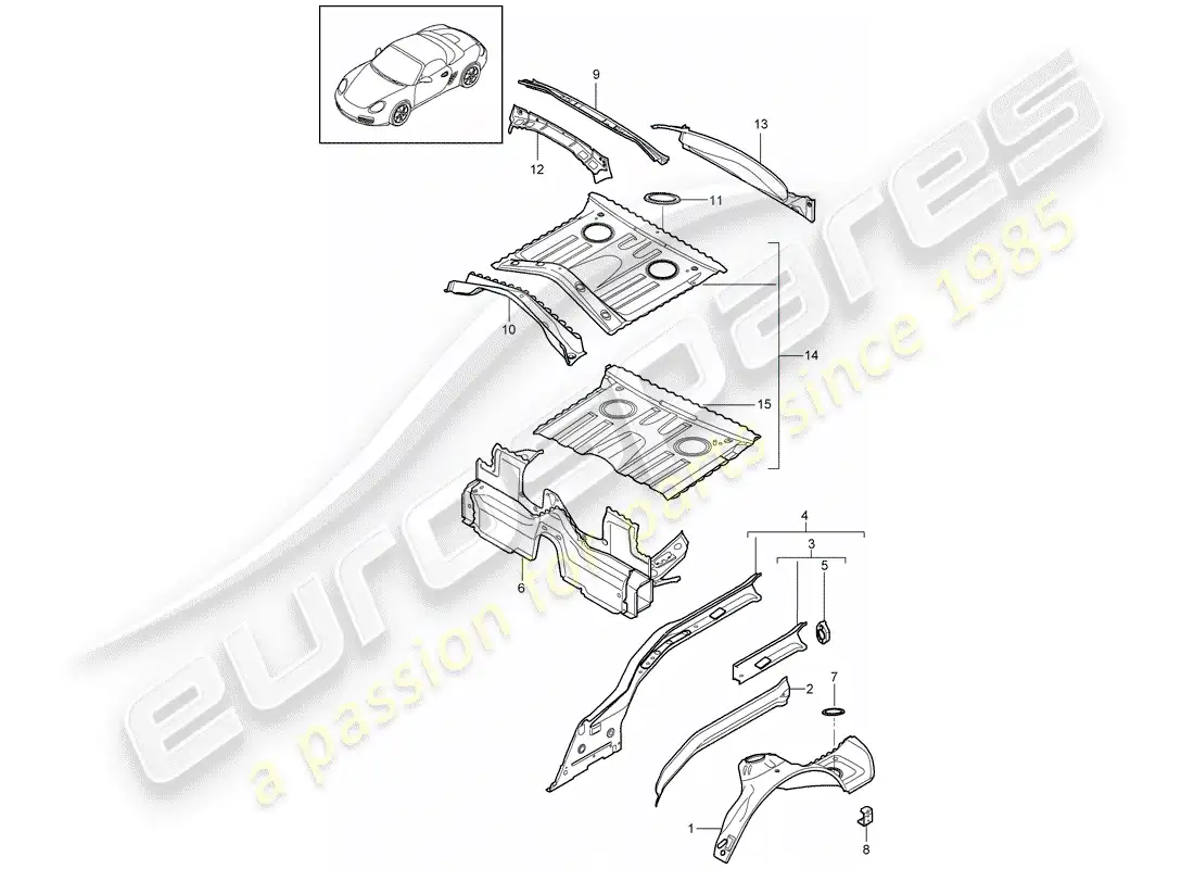 porsche 2010 (987 boxster) rear end parts diagram
