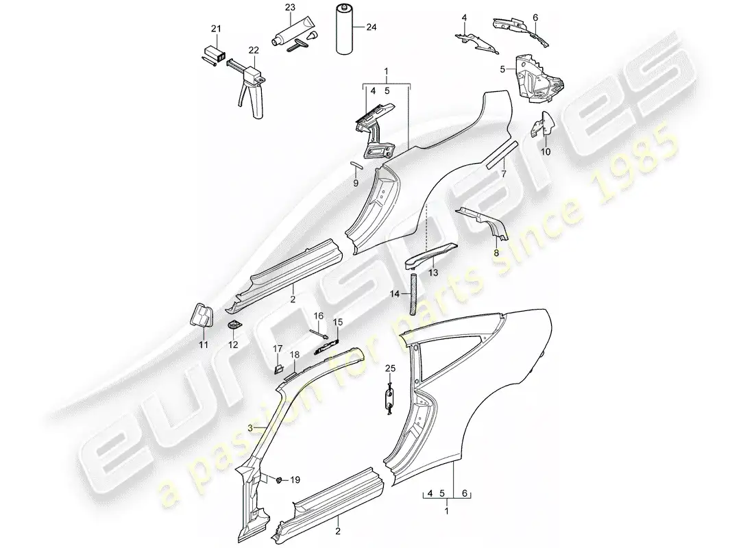 porsche 2010 (997-2) side panel parts diagram