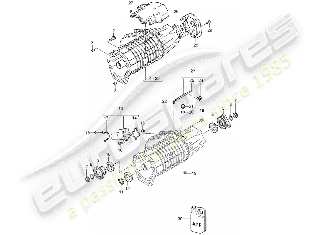 porsche 2010 (cayenne e1 9pa) transfer box parts diagram