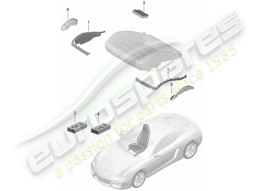 porsche 2016 (981 cayman) padding for seat parts diagram