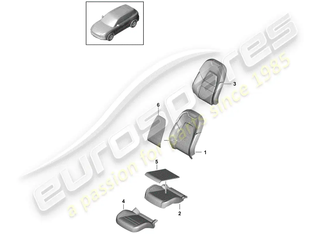 porsche 2018 (cayenne e3 9ya/9yb) foam part parts diagram