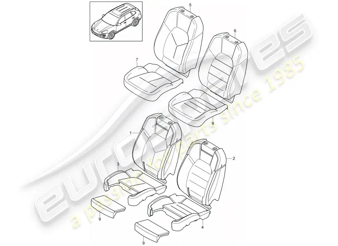 porsche 2014 (cayenne e2 92a) foam part part diagram