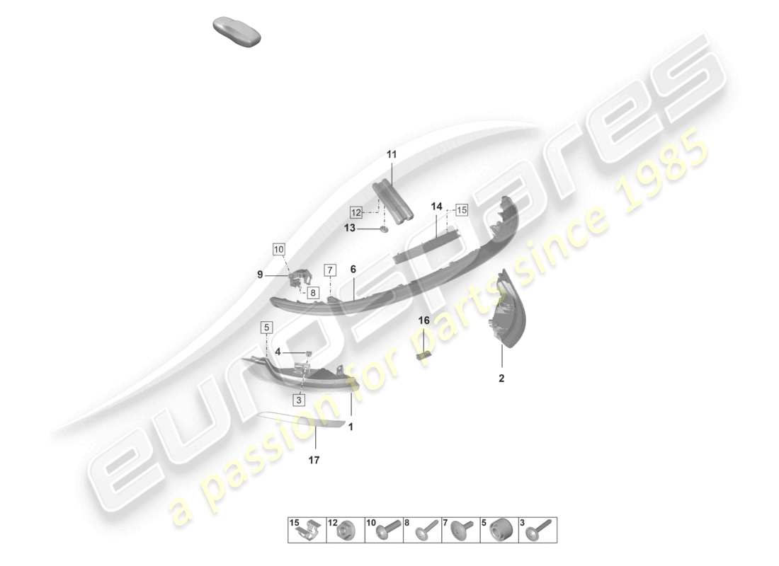 porsche 2023 (992-1) rear light additional brake light licence plate light part diagram