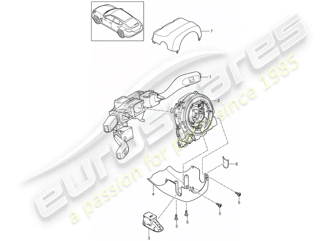 porsche 2010 (panamera 970) steering column switch parts diagram