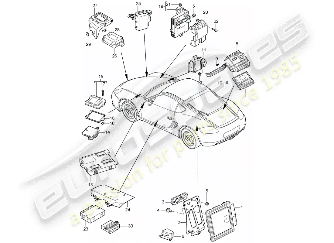 porsche 2012 (987 cayman) control units parts diagram