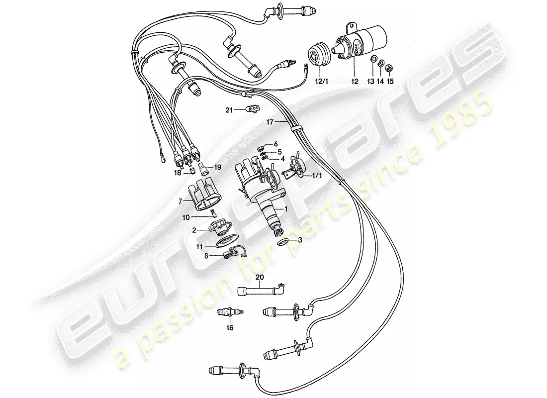 porsche 1974 (911) engine electrics parts diagram