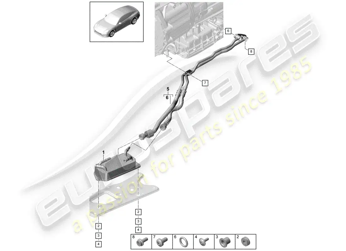 porsche 2017 (panamera 971-1) gear oil cooler parts diagram