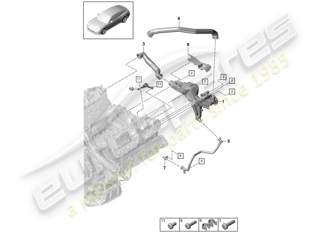 porsche 2017 (panamera 971-1) crankcase breather parts diagram