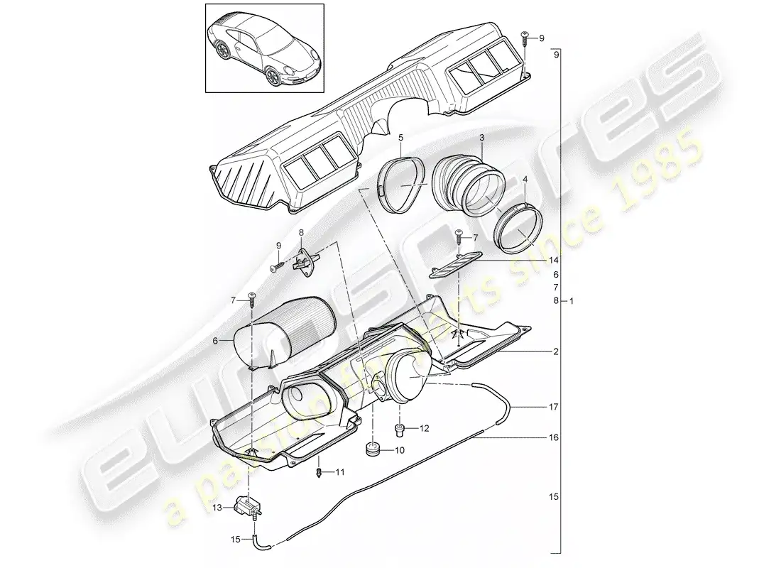 porsche 2012 (997-2) air cleaner parts diagram