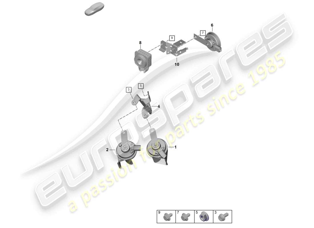 porsche 2024 (992-2) fanfare signal horn alarm system part diagram