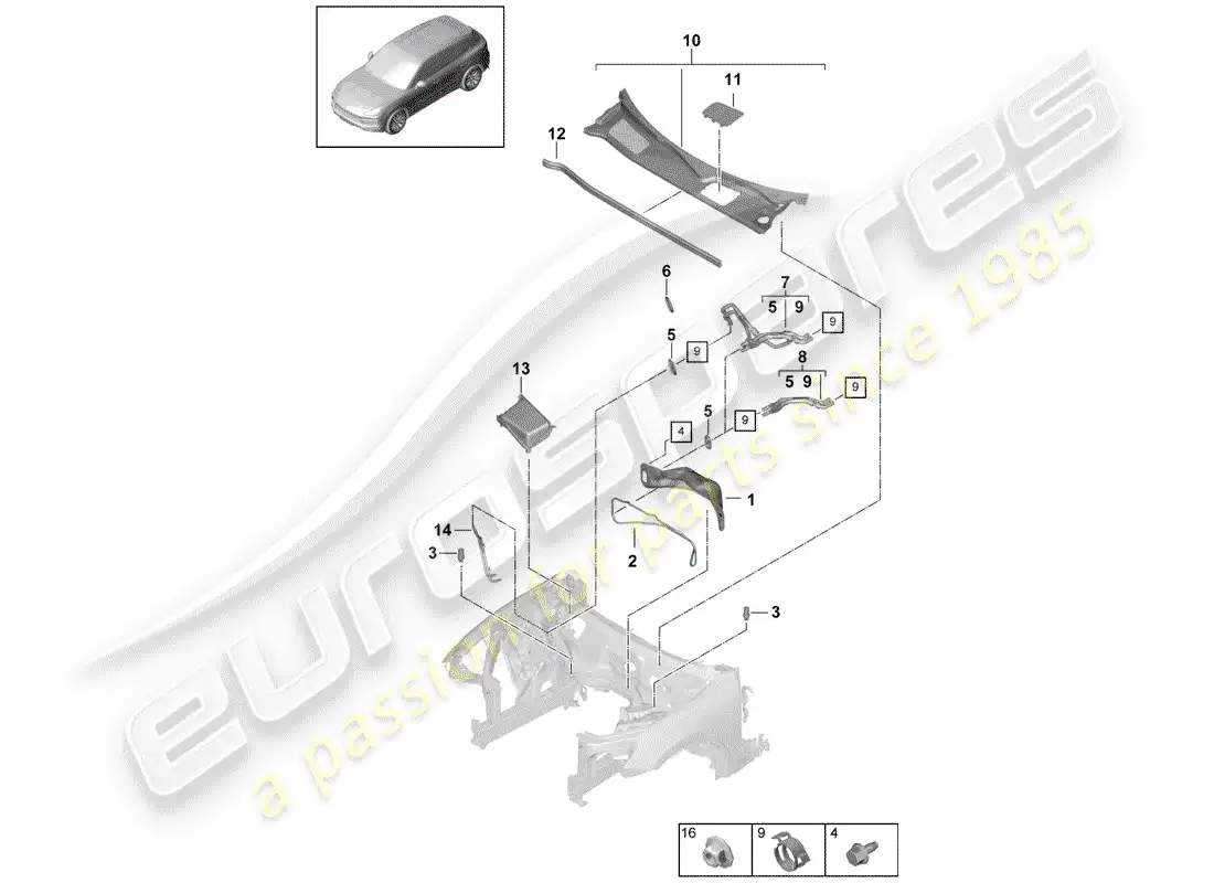 porsche 2020 (cayenne e3 9ya/9yb) heater part diagram