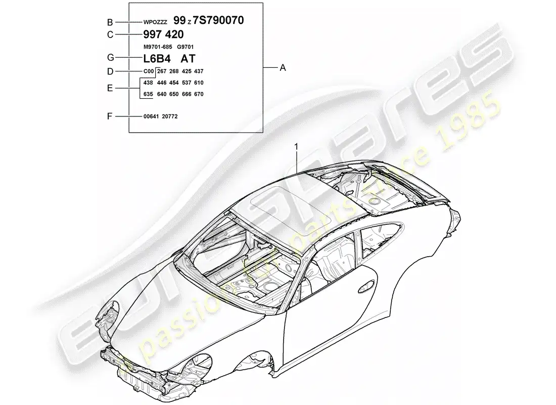 porsche 2007 (997-1 gt3) car body part diagram