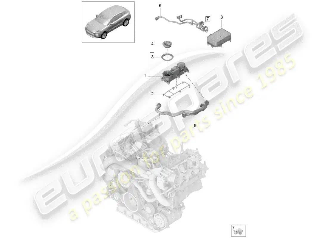porsche 2020 (macan) ventilation for cylinder block parts diagram