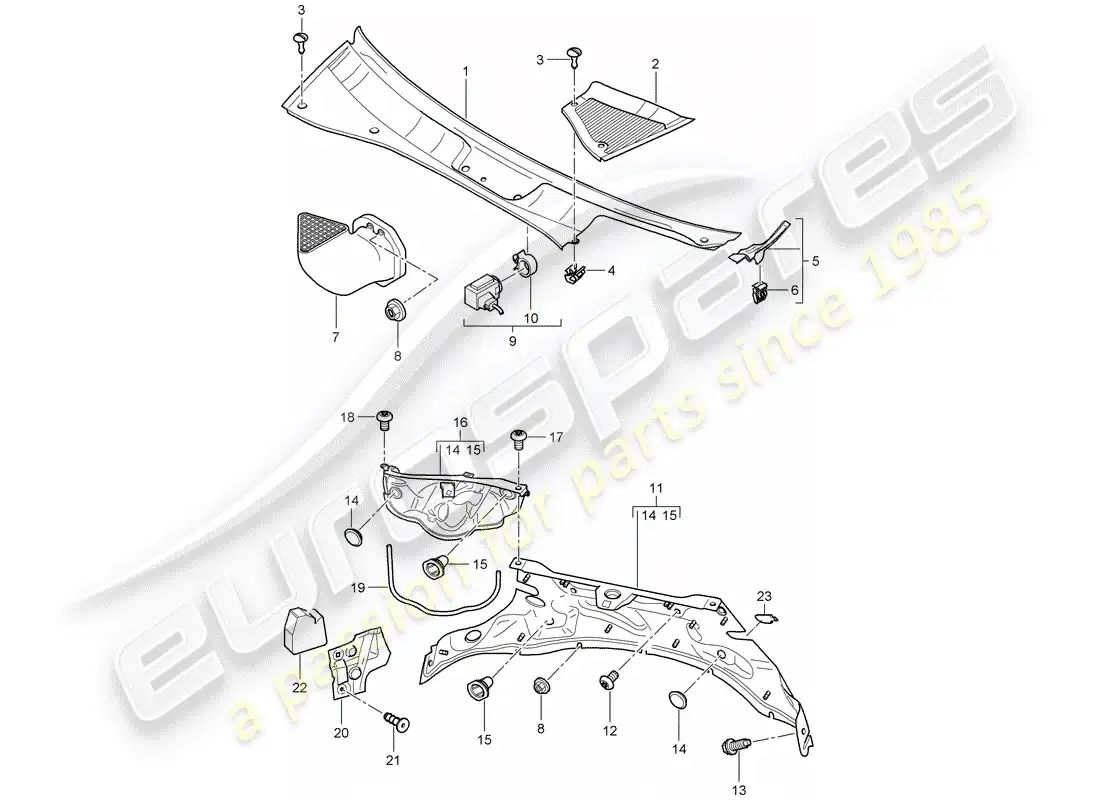 porsche 2008 (cayenne e1 9pa) cover parts diagram